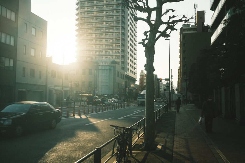 清澄白河での夕日